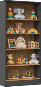 Otwarty regał na zabawki antracyt + dąb artisan G5-K52