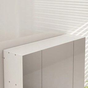 Wisząca szafka łazienkowa z trójdzielnym lustrem, montowana na ścianie, w nowoczesnym stylu loftowym