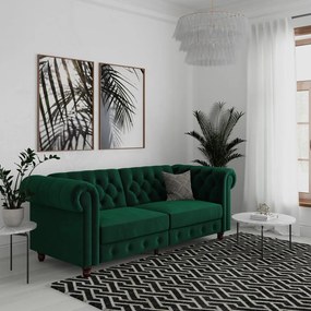Ciemnozielona aksamitna rozkładana sofa 236 cm Felix – Støraa