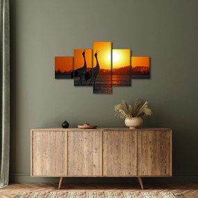 Obraz ptaków o zachodzie słońca (125x70 cm)
