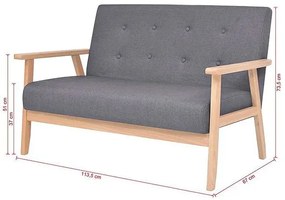 2-osobowa ciemnoszara sofa retro Sixo