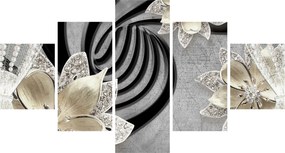 Obraz - 3D złote kwiaty (125x70 cm)