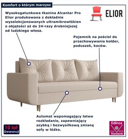 Beżowa rozkładana sofa z pojemnikiem na pościel Z3-W96