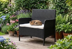 Sofa ogrodowa 2-osobowa Livora 007 z poduszką, czarna