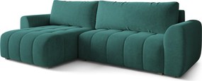 Masseno Narożnik MODARO z funkcją spania i pojemnikiem na pościel Narozniki L, Rozkładana sofa - Lazurowy, CASTEL 75