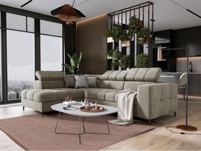 Narożnik PABLOS układ L strona Lewa w tkaninie VOGUE 01 regulowane zagłówki z funkcją spania