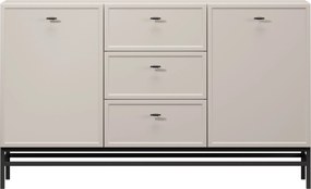 Komoda Lorini 150 cm z szufladami - kaszmir / czarne uchwyty T-bar / stelaż