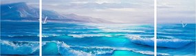 Obraz - Obraz olejny przedstawiający morze z mewami (170x50 cm)