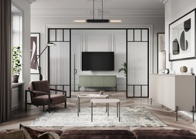 Komoda Sonatia 200 cm czterodrzwiowa - kaszmir / nogi czarne