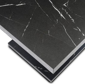 Stół Prostokątny Rozkładany CLARK 120-160 cm Czarny Marmur Glamour
