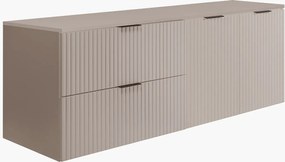 Zestaw łazienkowy: szafka z szufladami i szafka z drzwiami 57×46×160 cm, kolor: kaszmir / kaszmir, uchwyt czarny