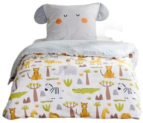 Pościel dziecięca 140x200 cm LAZY MORNING, bawełniana, poszewka z uszkami