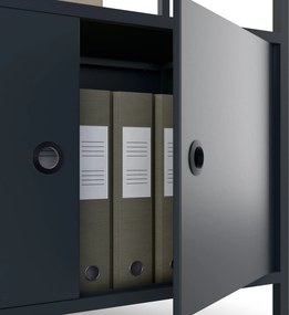 Regał biurowy otwarty z drążkiem na ubrania, do recepcji i poczekalni, metalowy, antracytowy, 800x2200x400 mm: ARIEL