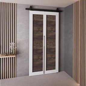 Drzwi Przesuwne QUDIO M1 Biały + Jesion Ciemny 80