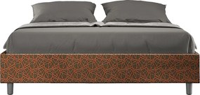 Łóżko wyposażone w stelaż z listwami tapicerowane 160x190 tkaniny Era 04 Pomarańczowy Azelia