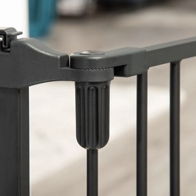 PawHut PapWHut brama bezpieczna dla psa z drzwiami składanymi, czarna, 202,5 cm