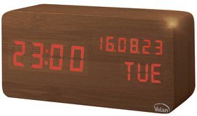 Zegar budzik drewniany led elektroniczny cyfrowy stojący - termometr + data