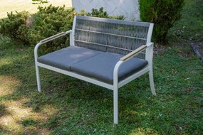 Dwuosobowa Sofa Ogrodowa Aluminiowa 122 cm RARO biała, szara