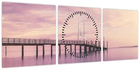 Obraz - Port (z zegarem) (90x30 cm)