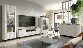 Witryna MODERNO 200 x 65,3 cm, Stojąca witryna do Salonu, Biały