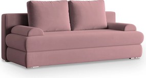 Masseno Sofa ASPERO z funkcją spania i pojemnikiem na pościel, Rozkładana sofa - Pudrowy róż, KRONOS 27