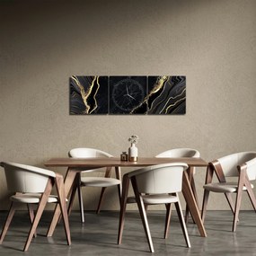 Obraz złotej abstrakcji (z zegarem) (90x30 cm)