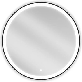 Mexen Esso lustro łazienkowe podświetlane, okragłe 80 cm, LED 6000K, antypara, rama czarna - 9825-080-080-611-70