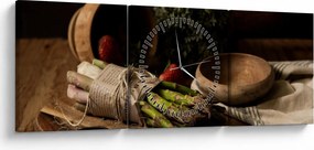 Obraz szparagów na stole (z zegarem) (90x30 cm)