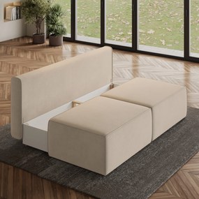 Masseno Narożnik VARNA z funkcją spania i pojemnikiem na pościel Narozniki L, Rozkładana sofa - Kremowy, MONOLITH 04