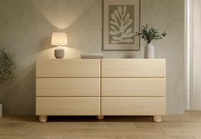 Komoda Zissa 6S – nowoczesna komoda z 6 szufladami, dąb Vicenza, pełen wysuw, bez uchwytów