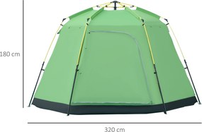 Outsunny namiot kempingowy dla 6 osób namiot rodzinny namiot kopułowy PU2000mm zielony