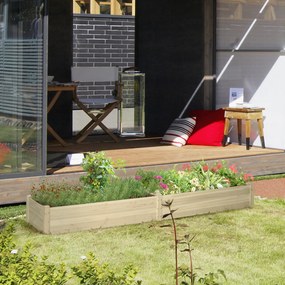 Outsunny Skrzynka na kwiaty z drewna naturalnego Duża sadzarka ogrodowa z 2 miejscami na warzywa 244x615x27cm | Aosom PL