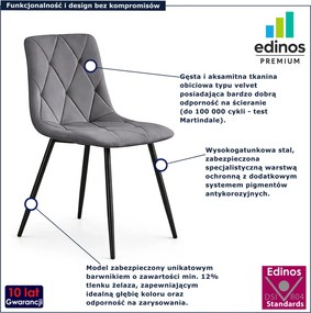 Grafitowe pikowane krzesło welurowe R5-T37