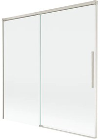 Mexen Rox parawan nawannowy 2-skrzydłowy rozsuwany 160 x 150 cm, transparent, nikiel szczotkowany - 8C9-160-001-97-00