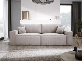 Kanapa KASJO Uniwersalny Sofo-Narożnik z funkcją spania i poduszkami, 2x pojemnik POSO 100 Brudna biel DOMOHOME