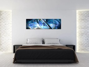 Obraz niebieskich fraktali (170x50 cm)