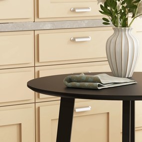 HOMCOM Stół obiadowy dla 2 osób, biała blat, metalowe nogi z nakładkami, Ø72 x 75H cm, Czarny