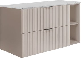 Wandhängender Badezimmerschrank, Kaschmir /weißem Marmor (MDF), 100 x 57 x 46 cm