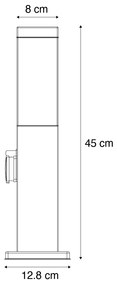 Zewnetrzna Lampa ogrodowa ciemnoszara 45 cm z gniazdem IP44 - Malios Nowoczesny Oswietlenie zewnetrzne