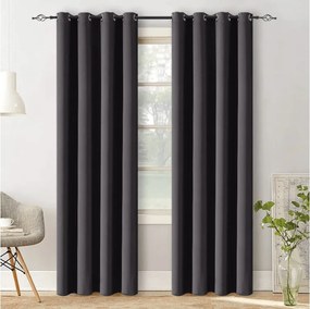 Czarna zasłona OXFORD 140x250 cm Zawieszanie: Metalowe pierścienie