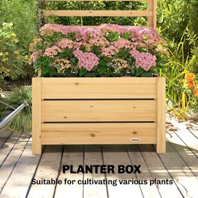 Outsunny Podniesiona donica z kratą drewniana doniczka z otworem drenażowym i włókniną 60 x 39 x 120 cm naturalne drewno | Aosom PL