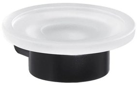 Gedy - Naścienna mydelniczka PIRENEI mleczne szkło/matowa czerń