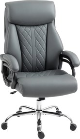 HOMCOM Fotel biurowy, wytrzymały do 150 kg, duży i wysoki, z ekoskóry PU, z miękką sprężynową poduszką, antracytowy | Aosom PL