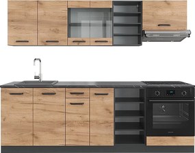 Zabudowa kuchenna złoty dąb power/antracyt 240x60x81.6 r-line