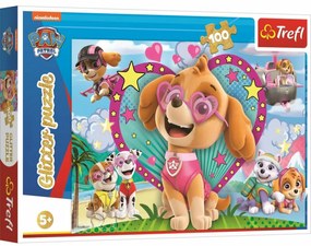 Trefl Błyszczące puzzle Paw Patrol W blasku Skye, 100 elementów