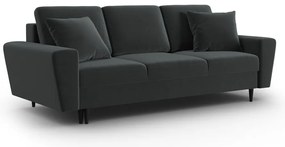 Ciemnoszara aksamitna rozkładana/ze schowkiem sofa 235 cm Kyoto – Cosmopolitan Design