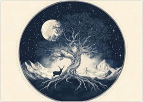 Obraz – Magiczne drzewo z jeleniem I. (70x50 cm)