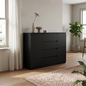 Komoda NUDO 138,5 cm do Salonu Sypialni Czarny