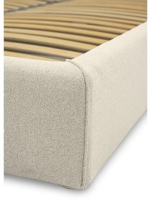 Kremowe tapicerowane łóżko dwuosobowe ze schowkiem ze stelażem 140x190 cm Sea – Scandic