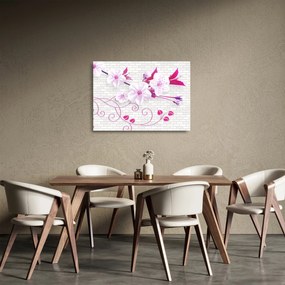 Obraz na szkle gałązki z kwiatami (70x50 cm)